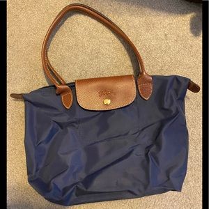 Navy Longchamp Small Shoulder Tote
